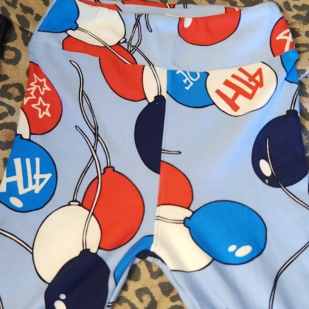 LULAROE Holiday 4th of July Ballon Kids L/XL Buttery Soft Leggings New